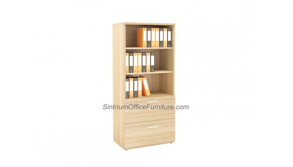 High Open Shelf with Bottom 2 Lateral Files Drawer