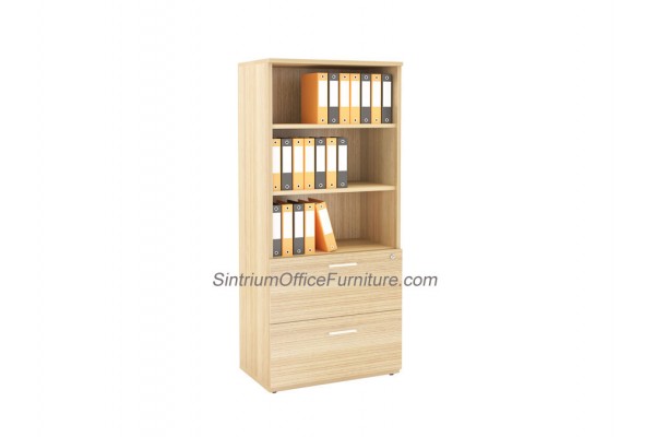 High Open Shelf with Bottom 2 Lateral Files Drawer